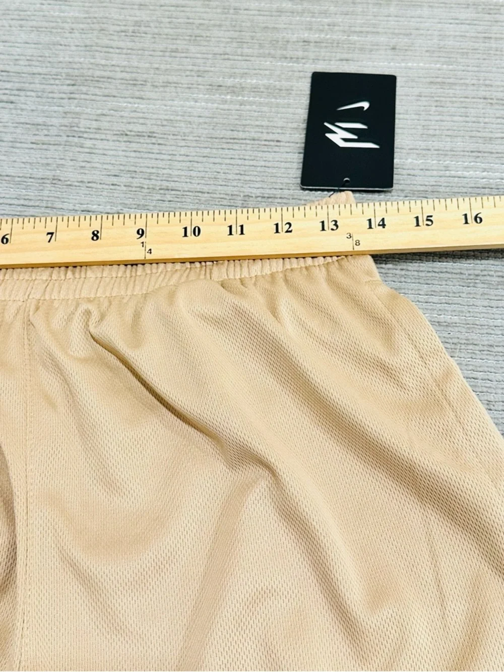Nike Kids Beige/Tan Athletic Shorts with White Logos